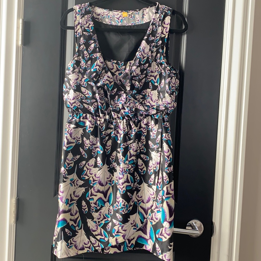 Leifsdottir black and purple silk dress- elegant